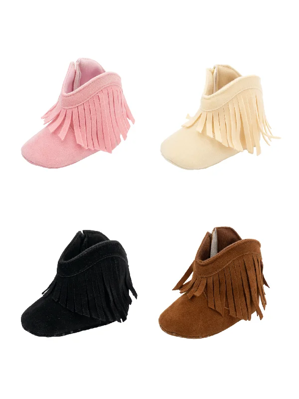 Men's corduroy booties with a vintage aestheticSuede Fringe Moccasin Boots for Baby