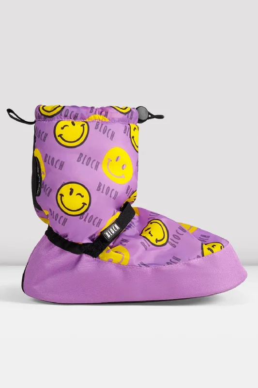 Men's padded ankle booties for extra comfortChildrens Smiley Print Warm Up Booties