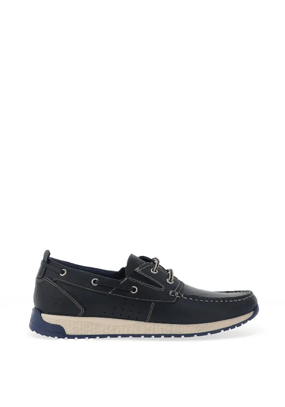 Men's casual shoes with a metallic trim Paul O Donnell by POD Riley Deck Shoes, Navy