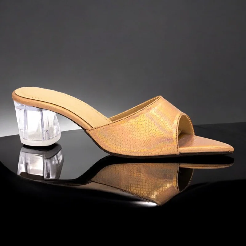 Men's slippers with a leather sole for a classic look Crystal block heel