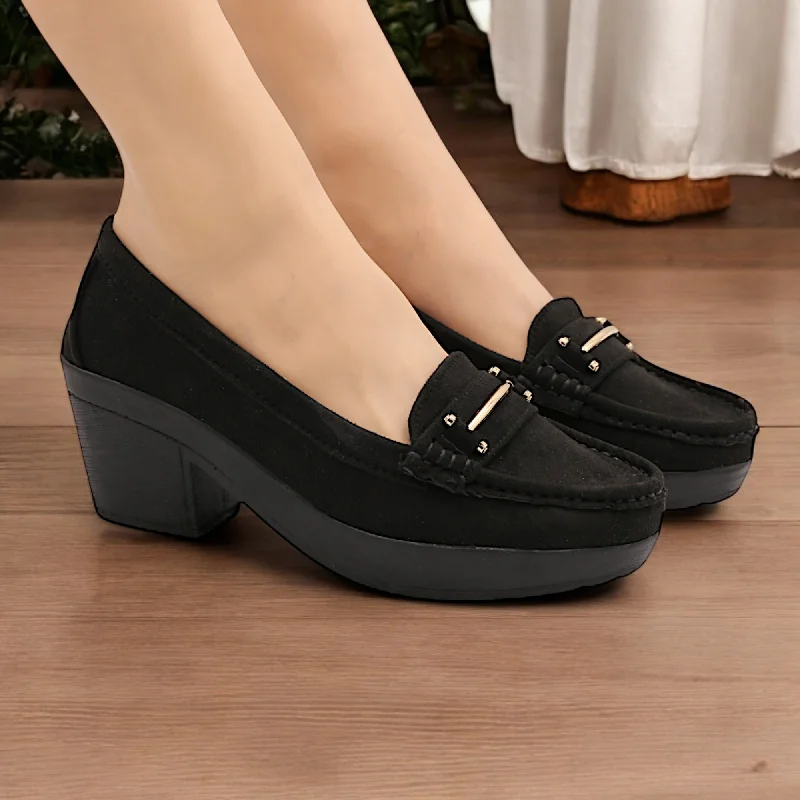 Men's slippers with a breathable fabric upper M038 block heel