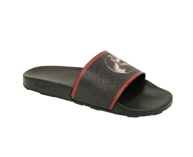 Flip - flop style men's sandals for beach wearBally Men's Rubber With Logo And  Edge Slide Sandals