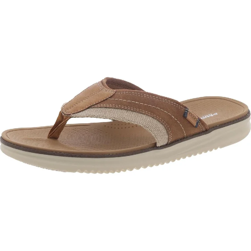 Men's sandals with a padded heelSync In Mens Faux Leather Thong Flip-Flops