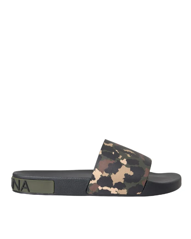 Men's sandals with a toe post designDolce & Gabbana  Mens Portofino Camouflage Slides