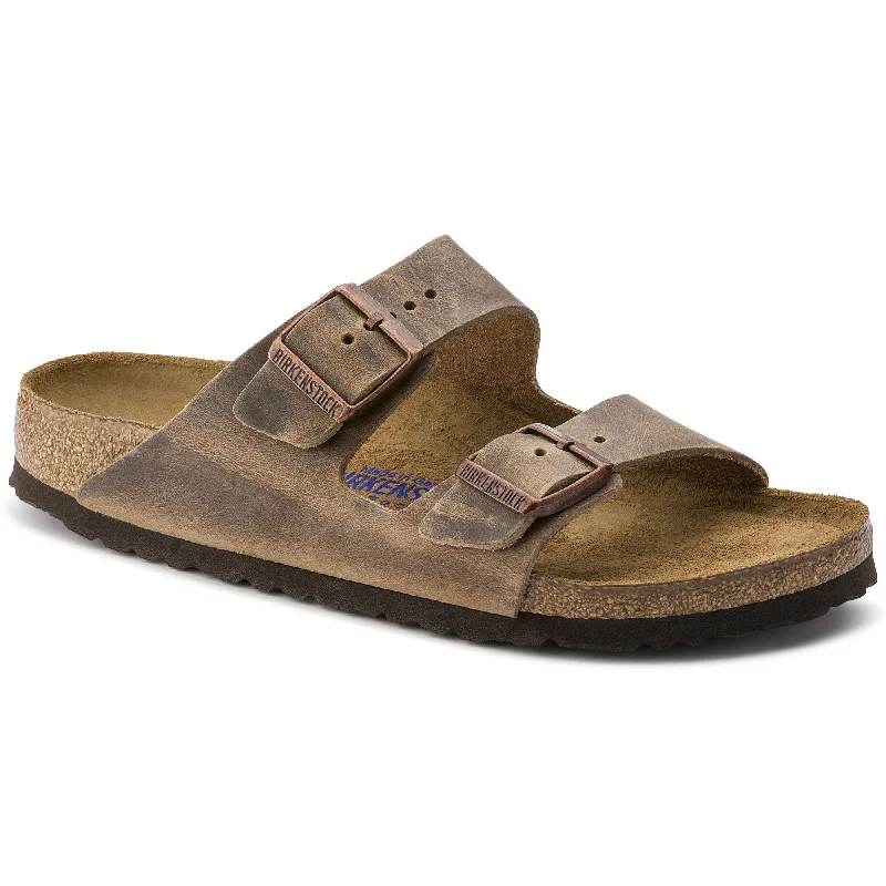 Men's sandals with a toe post designBIRKENSTOCK ARIZONA SOFT FOOTBED TOBACCO BROWN OILED NUBUCK LEATHER UNISEX