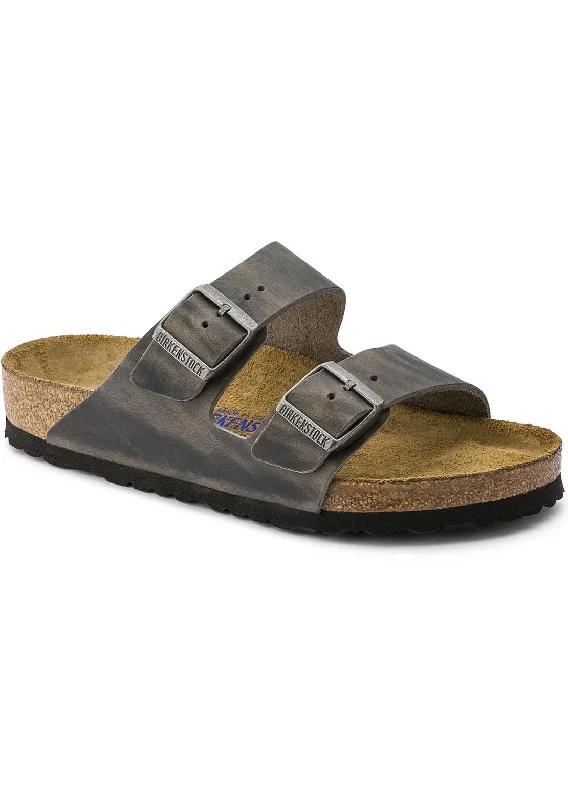 Men's sandals with a wide strap for supportBirkenstock Unisex Arizona Soft Footbed Oiled Leather Sandals