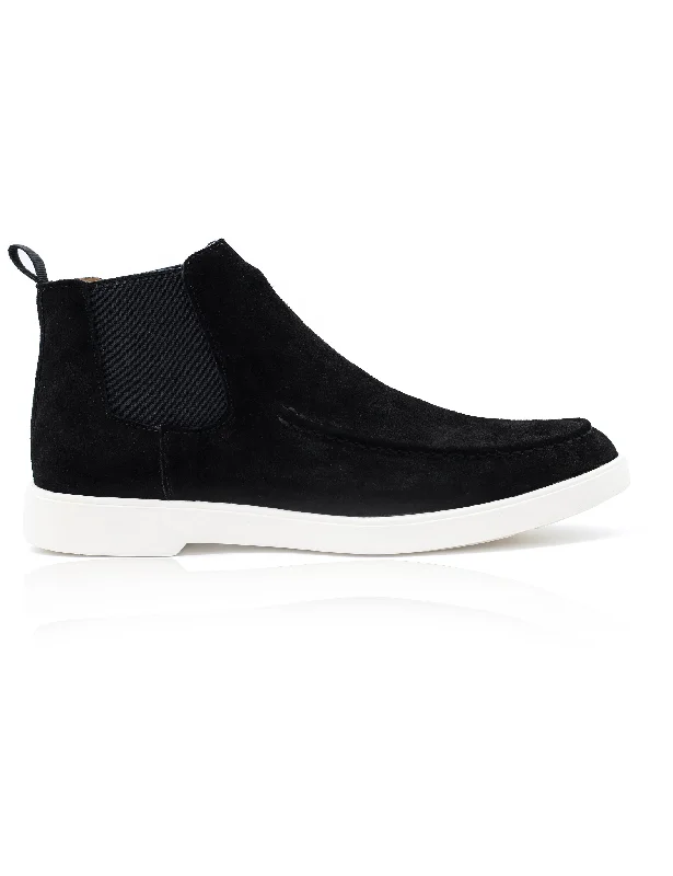 Men's loafers with a decorative buckleBlack Suede Chelsea Boots Low Top