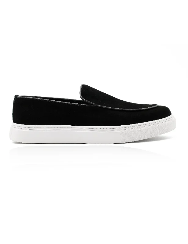 Men's loafers with a pointed toe for a stylish appearanceBlack Suede Leather Loafers