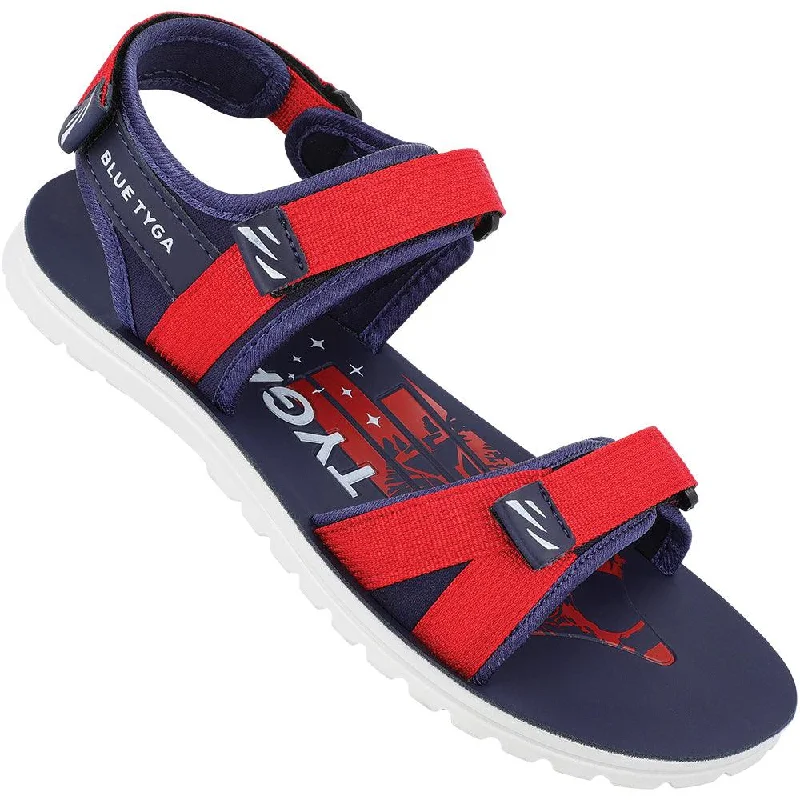 Men's sandals with a rubber sole for tractionBlue Tyga Men's Daily Wear Sandals - BT1701 Blue Red