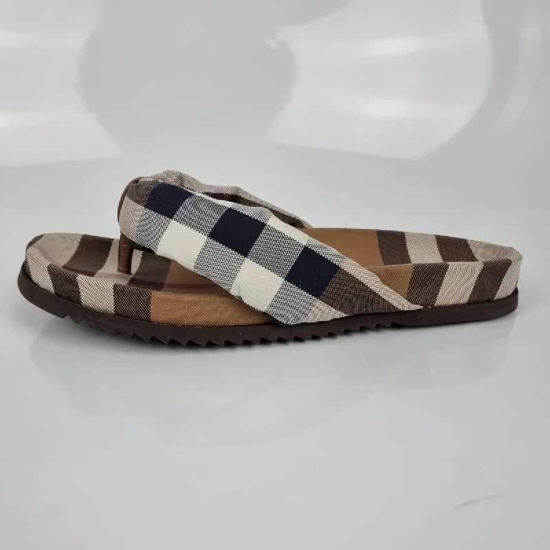 Men's sandals with a stretchy strap for a better fitBurberry Men's Duncannon Beige Check Sandals Flip Flops