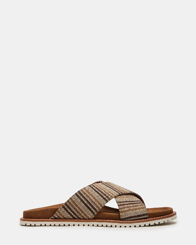 Men's sandals with a decorative buckle or charmCALOY BEIGE MULTI