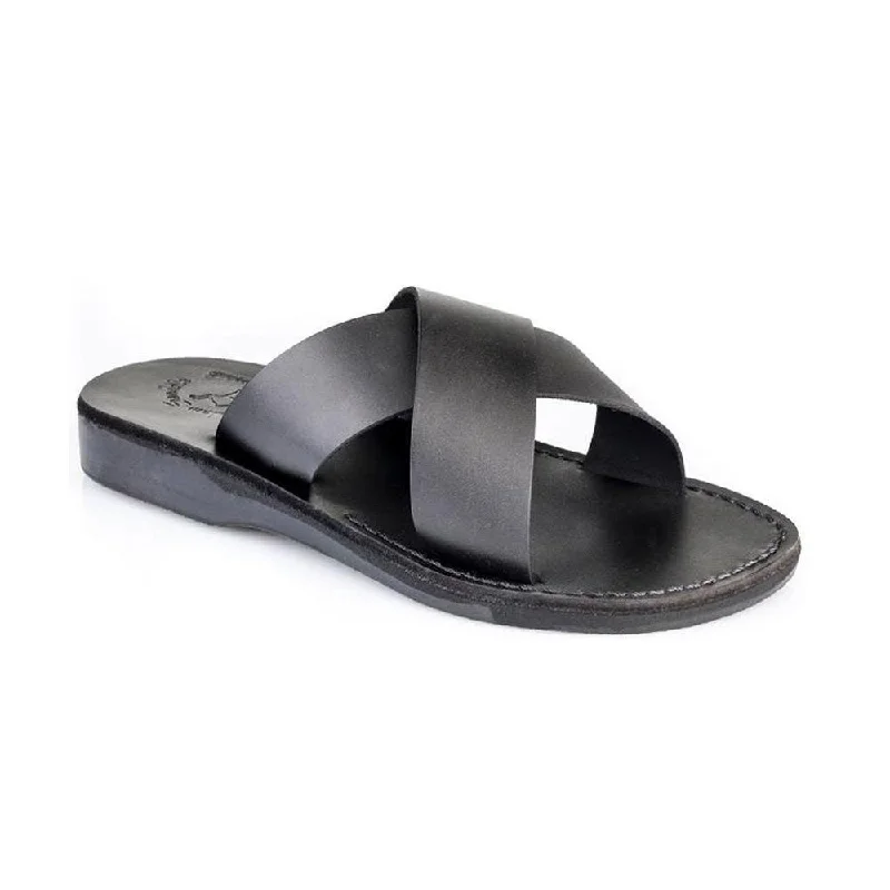 Men's sandals with a flexible sole for easy movementElan - Leather Slide On Sandal | Black