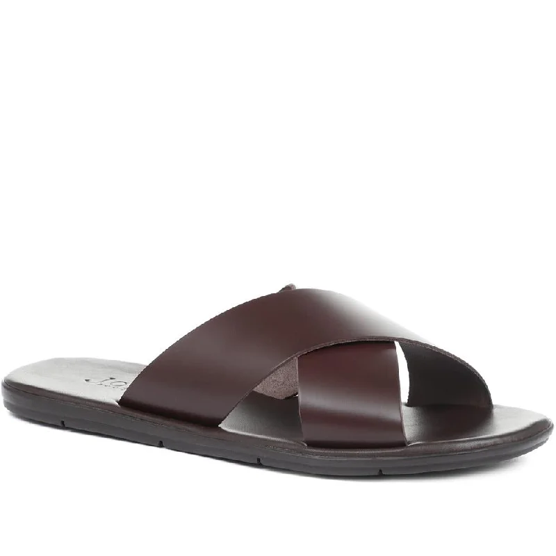 Men's sandals with a flexible sole for easy movementEli Leather Slider Sandals - ELI / 318 611