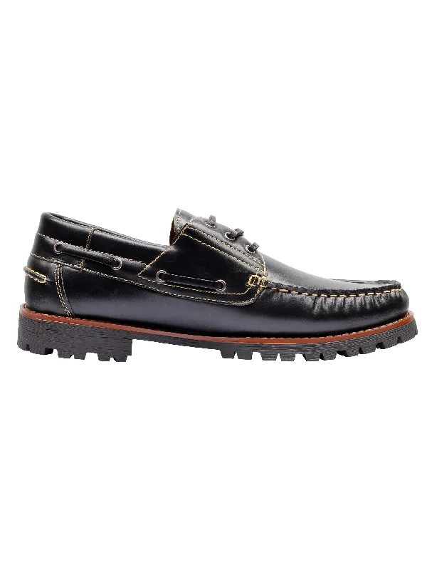 Men's loafers in a neutral color like black or brownFaux Leather Boat Shoes