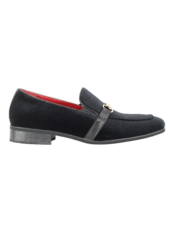 Men's loafers with a decorative buckleFAUX  LEATHER VELVET LOAFERS WITH BUCKLE