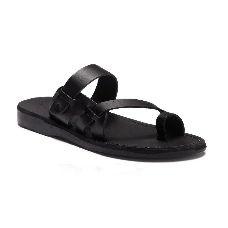 Men's sandals with a removable insole for cleaningJabin - Leather Toe Loop Sandal | Black