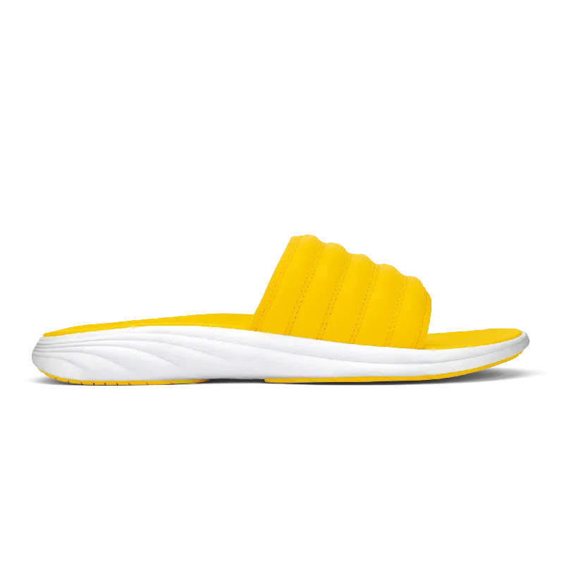 Men's leather sandals with an adjustable strapKomo Slide - Yellow Hibiscus