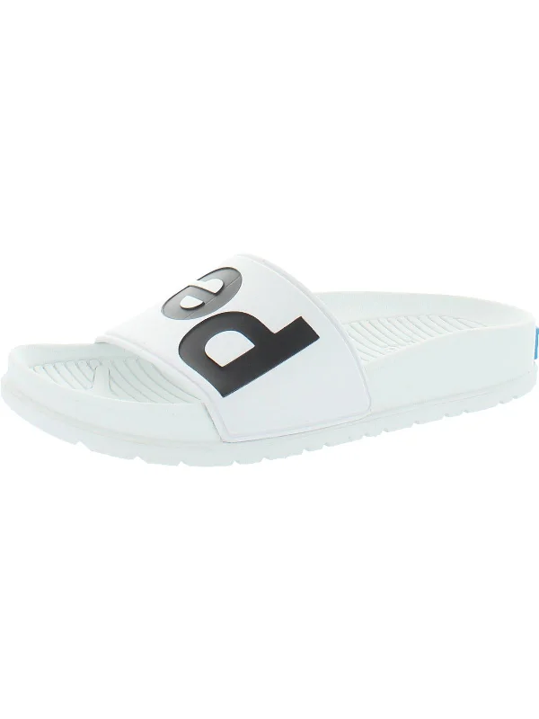 Men's sandals with a perforated leather upper for ventilationLennon Slide Mens Logo Beachwear Slide Sandals