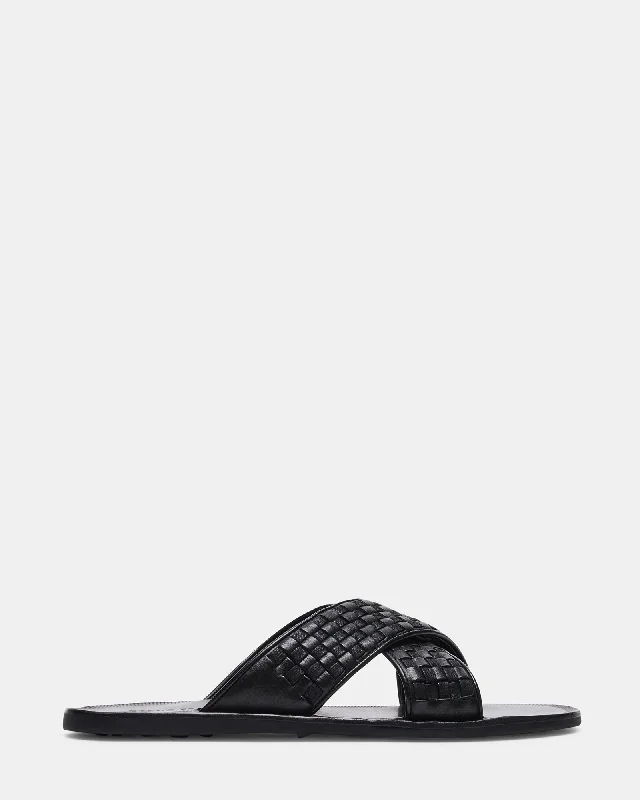 Men's sandals with a buckle closureLUKKE BLACK LEATHER