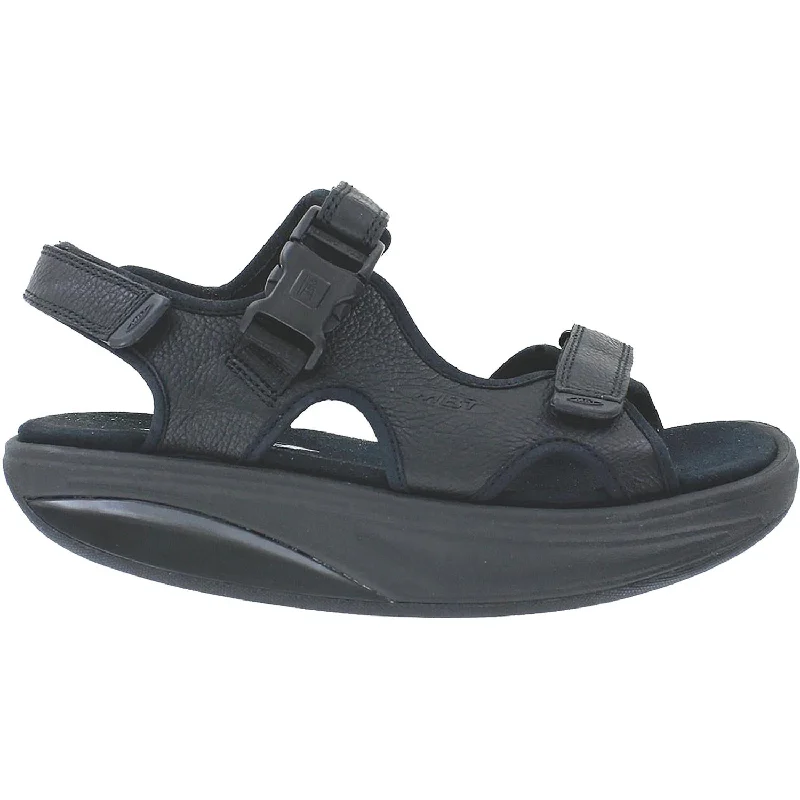 Men's sandals with a durable outer soleMen's MBT Kisumu 3S Black Leather