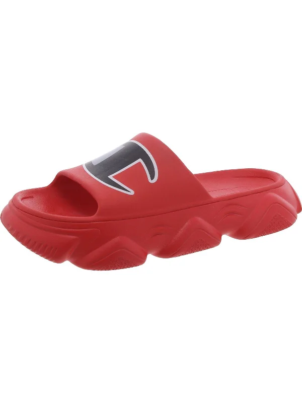 Men's leather sandals with an adjustable strapMeloso Squish Mens Logo Slip-On Pool Slides