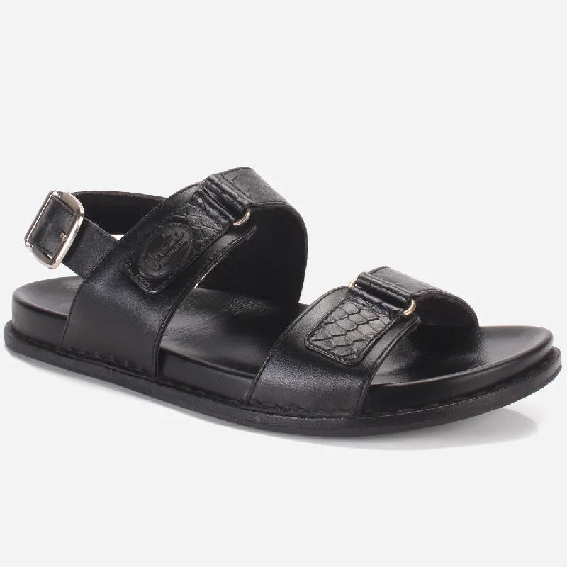 Men's sandals with a shock - absorbing insoleMen "VEERO" Leather Open Toe Summer Flat Sandals