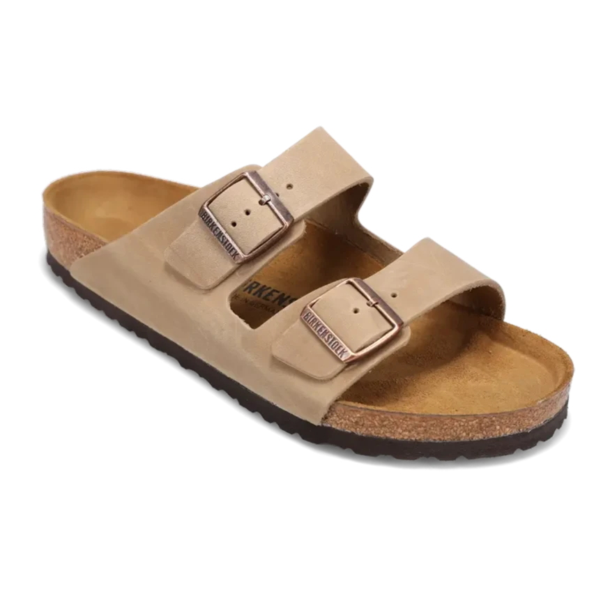 Men's sandals with a wide strap for supportMen's Arizona Tobacco Oiled Leather