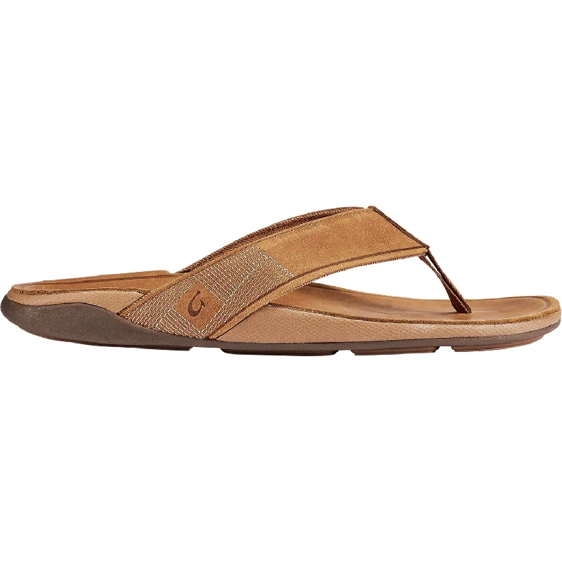 Men's sandals with a flexible sole for easy movementMen's OluKai Tuahine Toffee Leather