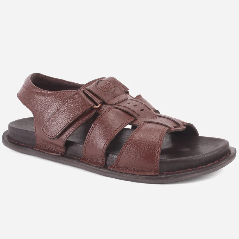 Men's sandals with a perforated leather upper for ventilationMen's "TEVIA" Leather Comfy Flats Summer Sandals