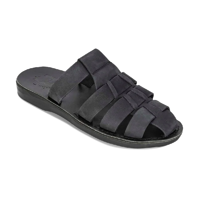 Men's sandals with a contrast stitching detailMichael Slide - Leather Pacific Slide Sandal | Black Nubuck