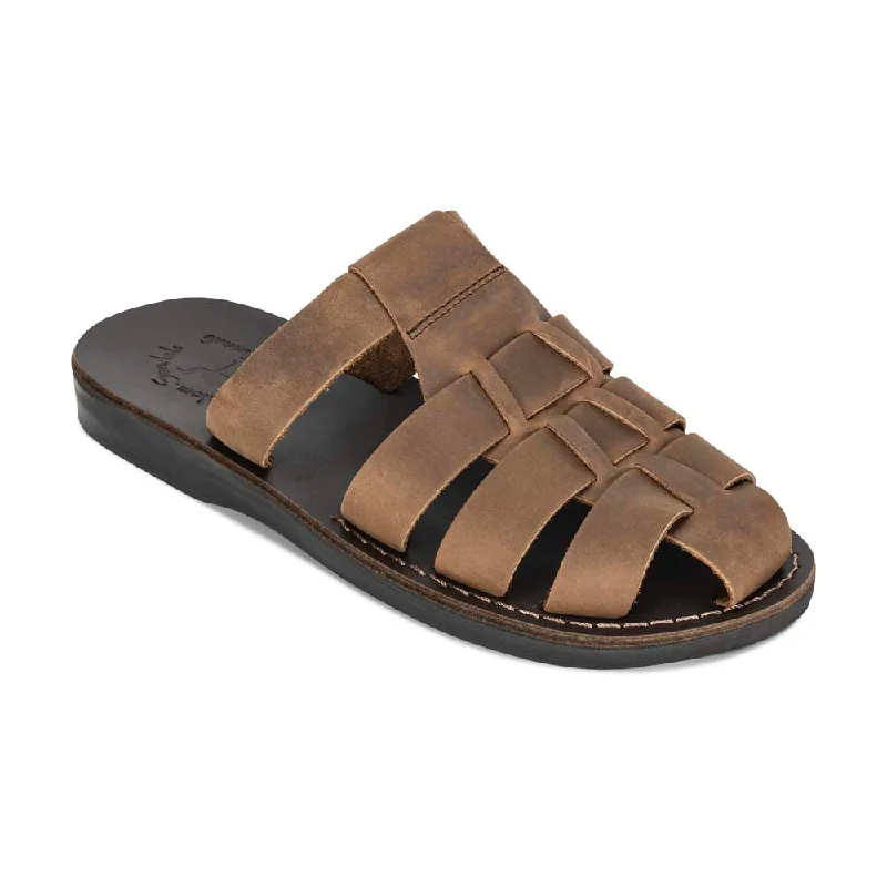 Men's sandals with a durable outer soleMichael Slide - Leather Pacific Slide Sandal | Oiled Brown