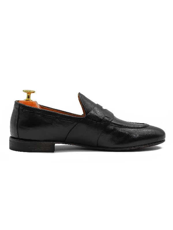 Men's loafers with a perforated leather upper for ventilationNAPLES 01 - BLACK PENNY LOAFER