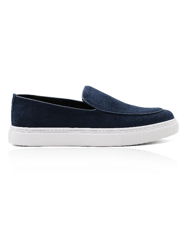 Men's loafers with a cushioned footbedNavy Suede Leather Loafers