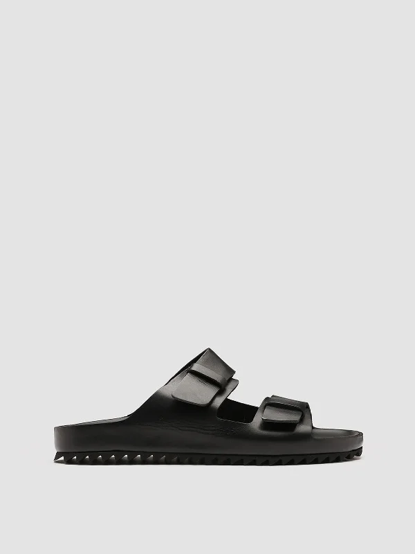 Men's sandals with a rubber sole for tractionAGORA' 002 - Black Leather Sandals