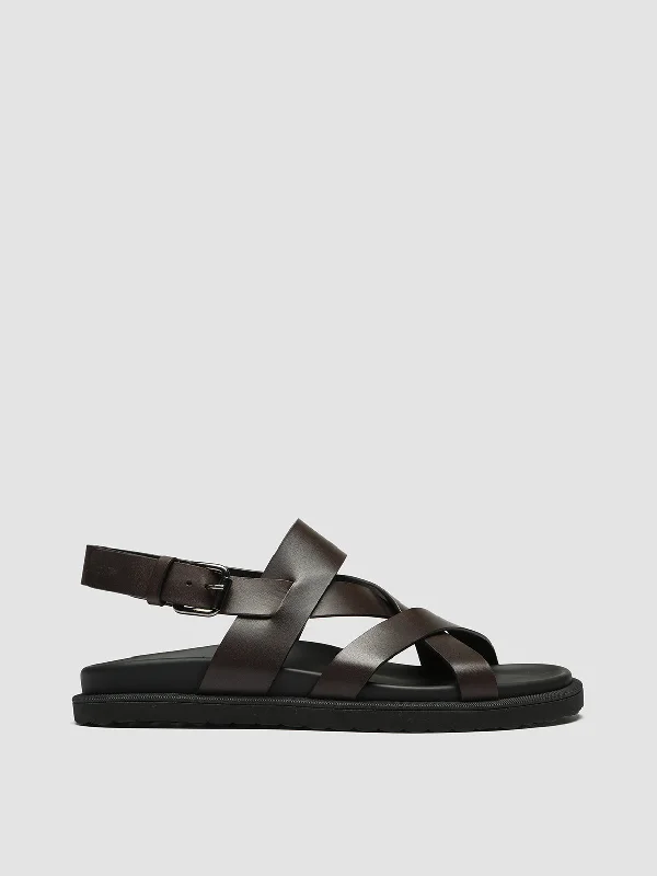 Men's sandals with a shock - absorbing insoleCHARRAT 002 - Brown Leather Sandals