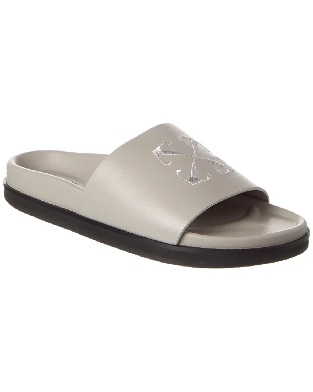 Men's sandals with a decorative buckle or charmOff-White Pool Time Leather Slide