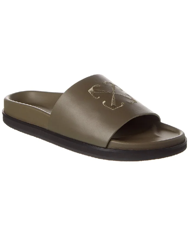 Men's sandals with a cushioned footbedOff-White Pool Time Leather Slide