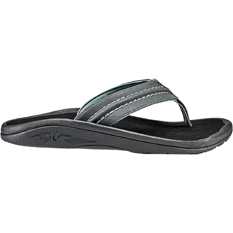 Men's sandals with a stretchy strap for a better fitMen's OluKai Hokua Dark Shadow/Black Synthetic