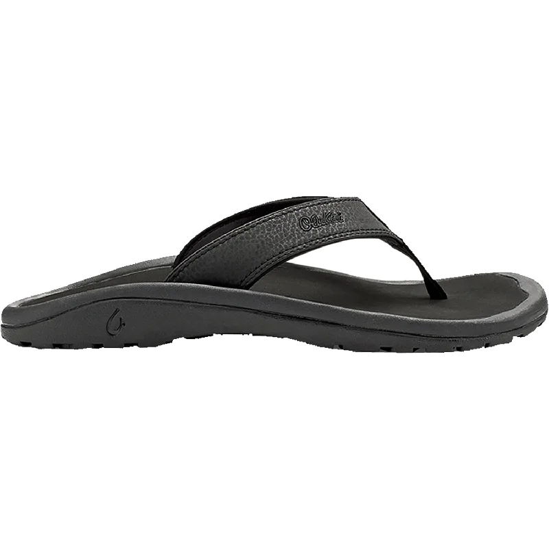 Men's sandals with a removable insole for cleaningMen's OluKai Ohana Black Synthetic Leather