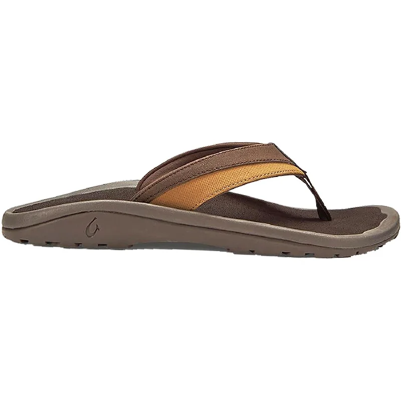 Men's sandals with a wide strap for supportMen's OluKai Ohana Koa Dark Wood Synthetic