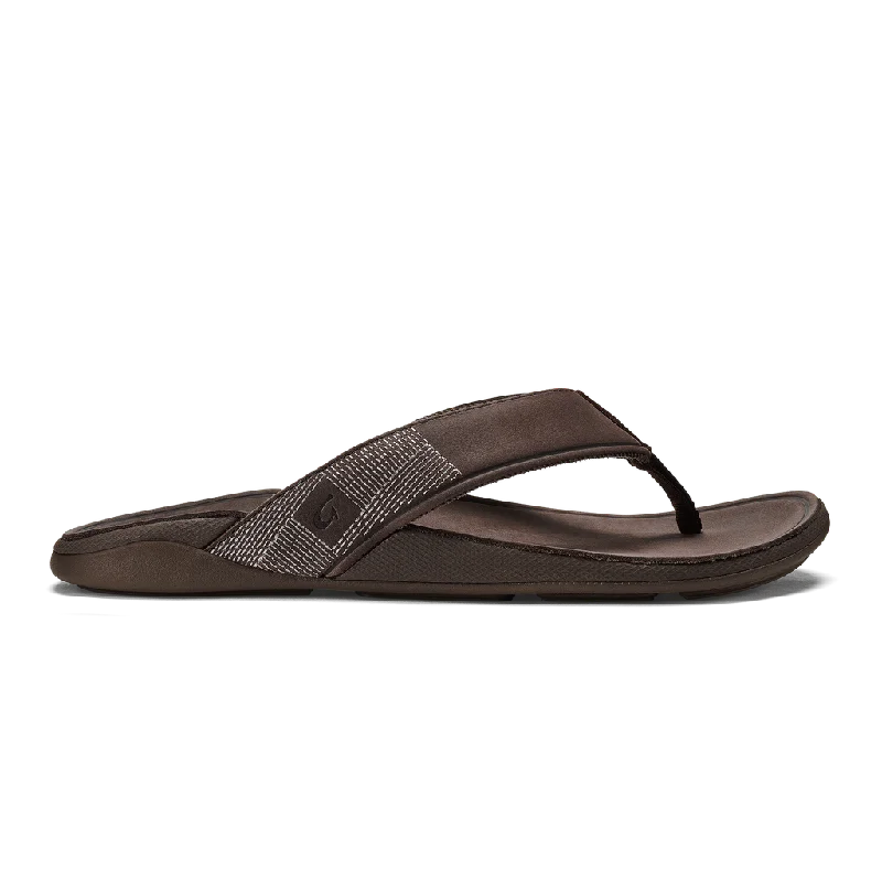 Men's sandals with a leather lining for comfortOlukai Tuahine Sandal-Dk Wood/Dk Wood