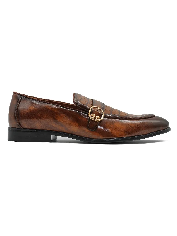 Men's loafers with a flexible sole for easy movementPRINTED MONK STRAP LOAFERS