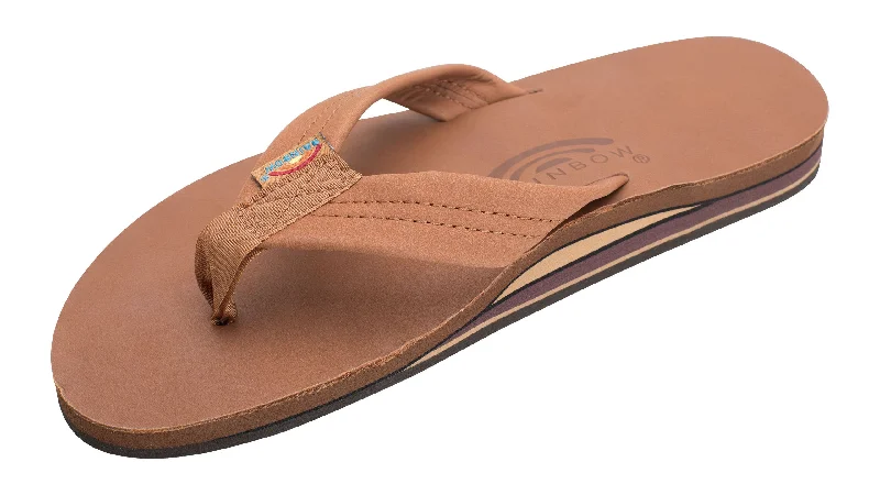 Men's sandals with a toe post designRainbow Men's Double Layer 1" Strap Sandal-Classic Tan w/Brown