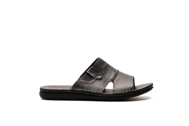 Men's leather sandals with an adjustable strapRAYMOND BLACK