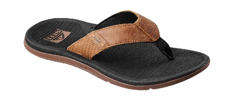 Men's sandals with a stretchy strap for a better fitReef Santa Ana LE Sandal-Black and Tan