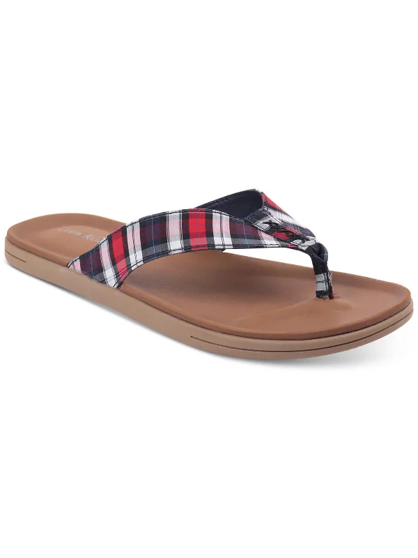 Men's sandals with a toe post designRiley Mens Canvas Plaid Flip-Flops