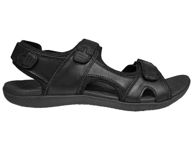 Men's sandals with a removable insole for cleaningScholl Men's Orthaheel Black Leather Back Strap Sandals