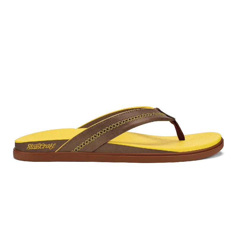 Men's sandals with a contrast stitching detailShoreline  -  Brown Sugar / Yellow Hibiscus