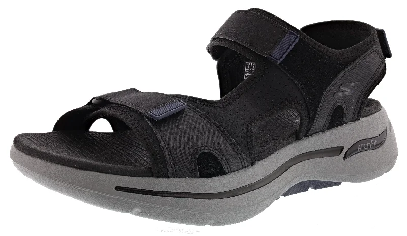 Men's sandals with a durable outer soleSkechers Men's Go Walk Arch Fit Sandal Mission Hook & Loop Strap Sandals