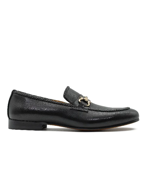 Men's leather loafers with a penny slotSNAFFLE TRIM LOAFERS IN BLACK